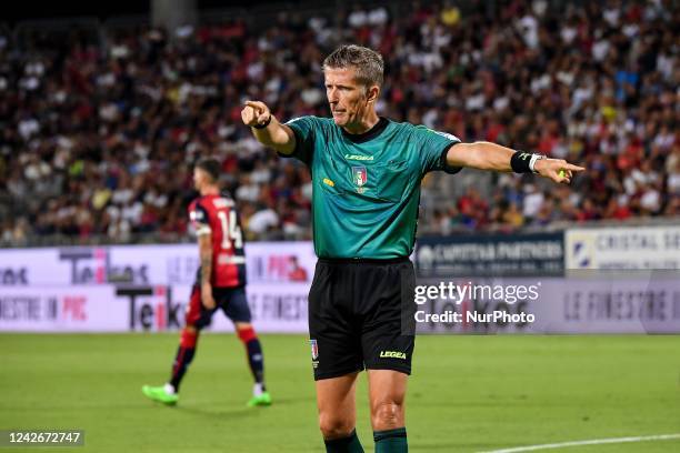 Daniele Orsato Arbitro Referee during the Italian soccer Serie B match Cagliari Calcio vs AS Cittadella on August 21, 2022 at the Unipol Domus in...