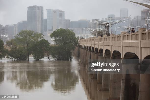 The Trinity River following floods caused from severe rainstorm in Dallas, Texas, US, on Tuesday, Aug. 23, 2022. A massive rainstorm in North Texas...