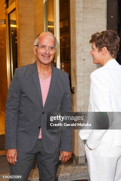 Christoph Maria Herbst and Gisi Herbst attend Ernst-Lubitsch-Preis at Astor Film Lounge on August 23, 2022 in Berlin, Germany.