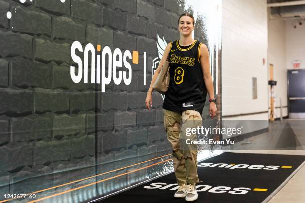 Sabrina Ionescu of the New York Liberty arrives to the arena before Round 1 Game 3 of the 2022 WNBA Playoffs on August 23, 2022 at the Barclays...