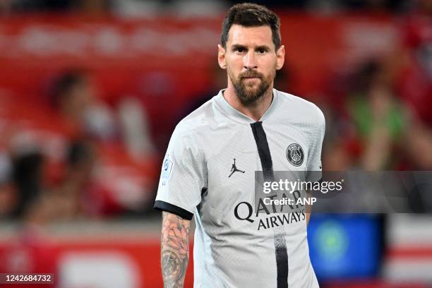 Lionel Messi of Paris Saint-Germain during the French Ligue 1 match between Lille OSC and Paris Saint Germain at Pierre-Mauroy Stadium on August 21,...