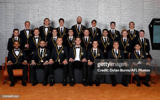 The 2022 Therabody All Australian team pose for a photo during the 2022 AFL Awards at Centrepiece, Melbourne Olympic Park on August 24, 2022 in...