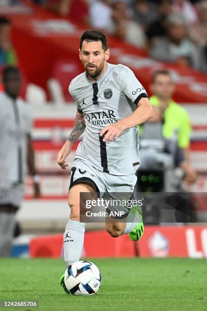 Lionel Messi of Paris Saint-Germain during the French Ligue 1 match between Lille OSC and Paris Saint Germain at Pierre-Mauroy Stadium on August 21,...