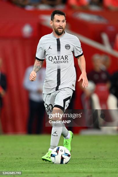 Lionel Messi of Paris Saint-Germain during the French Ligue 1 match between Lille OSC and Paris Saint Germain at Pierre-Mauroy Stadium on August 21,...