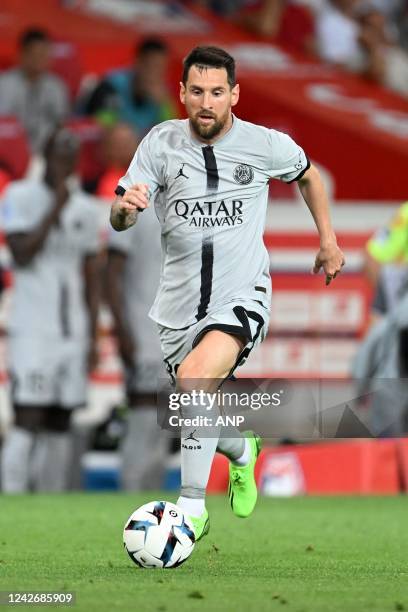 Lionel Messi of Paris Saint-Germain during the French Ligue 1 match between Lille OSC and Paris Saint Germain at Pierre-Mauroy Stadium on August 21,...