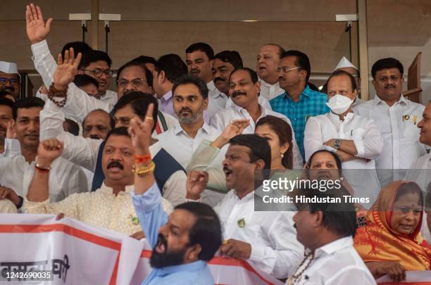 Scuffle between MLAs of NCP and Eknath Shinde's rebel camp ensued at the steps of the Vidhan Bhavan due to verbal exchanges from both the sides...