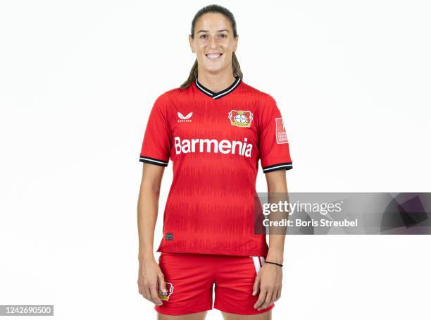 Milena Nikolic of Bayer Leverkusen Women poses during the team presentation at BayArena on August 23, 2022 in Leverkusen, Germany.