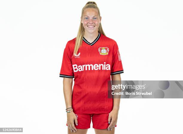 Jill Bayings of Bayer Leverkusen Women poses during the team presentation at BayArena on August 23, 2022 in Leverkusen, Germany.