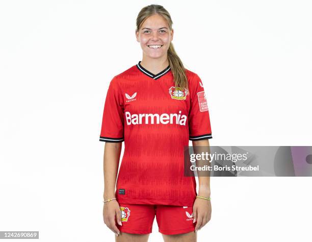 Juliane Wirtz of Bayer Leverkusen Women poses during the team presentation at BayArena on August 23, 2022 in Leverkusen, Germany.