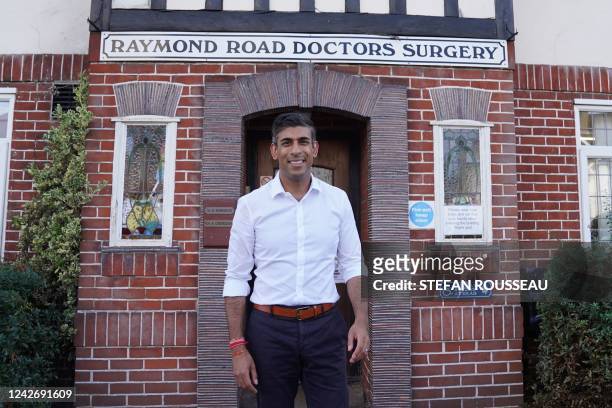 Rishi Sunak, former chancellor to the exchequer and contender to become the country's next prime minister and leader of the Conservative party, poses...
