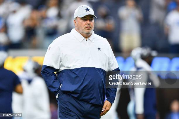 Dallas Cowboys head coach Mike McCarthy looks on before the NFL preseason game between the Dallas Cowboys and the Los Angeles Chargers on August 20...
