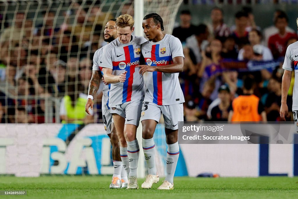 Frenkie de Jong of FC Barcelona celebrates 2-2 with Jules Kounde of News  Photo - Getty Images