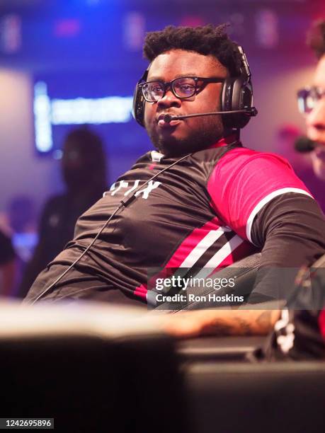 DTrick of the Heat Check Gaming looks on during the 2022 NBA 2K League 5v5 Playoffs Tournament on August 24, 2022 at NBA 2K League Studio in...