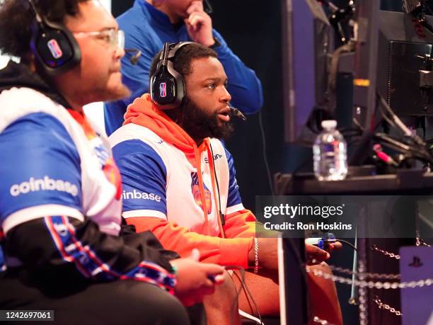 OriginalMalik of the Knicks Gaming looks on during the 2022 NBA 2K League 5v5 Playoffs Tournament on August 24, 2022 at NBA 2K League Studio in...