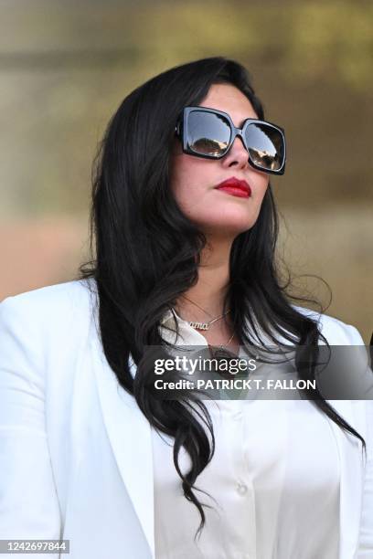 Vanessa Bryant, wife of the late Los Angeles Lakers basketball player Kobe Bryant, departs the court house in Los Angeles, California, on August 24...