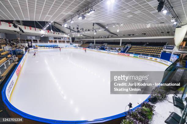 General view of the ice rink prior the ISU Junior Grand Prix of Figure Skating at Patinoire du Forum on August 25, 2022 in Courchevel, France.