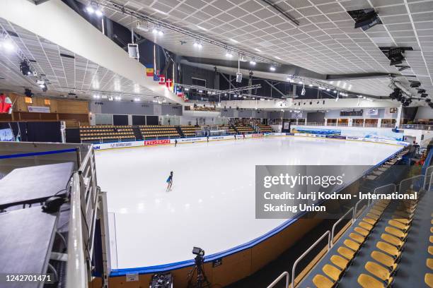 General view of the ice rink prior the ISU Junior Grand Prix of Figure Skating at Patinoire du Forum on August 25, 2022 in Courchevel, France.