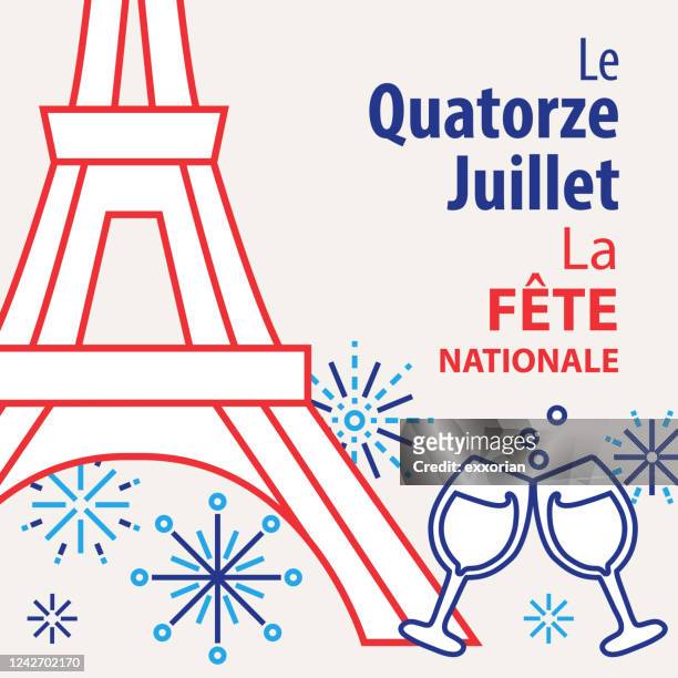 bildbanksillustrationer, clip art samt tecknat material och ikoner med franska nationaldagsfirandet - national holiday