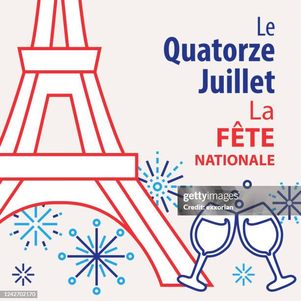 french national day celebration - bastille stock illustrations