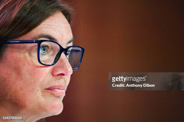 Corinne DIACRE head coach of France during the Press Conference at Federation Francaise de Football on August 25, 2022 in Paris, France.
