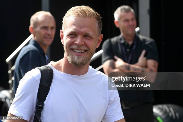 Illustration shows Haas Danish rider Kevin Magnussen pictured during preparations ahead of this weekend's Spa-Francorchamps Formula One Grand Prix of...