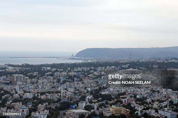 General view of the city skyline is pictured in Visakhapatnam on August 25, 2022.