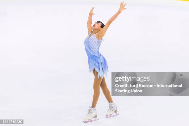 Ayumi Shibayama of Japan performs during the ISU Junior Grand Prix of Figure Skating at Patinoire du Forum on August 25, 2022 in Courchevel, France.