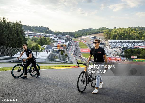 George Russell in Eau Rouge on the Spa-Francorchamps race track in the run-up to the Belgian Grand Prix. REMKO DE WAAL