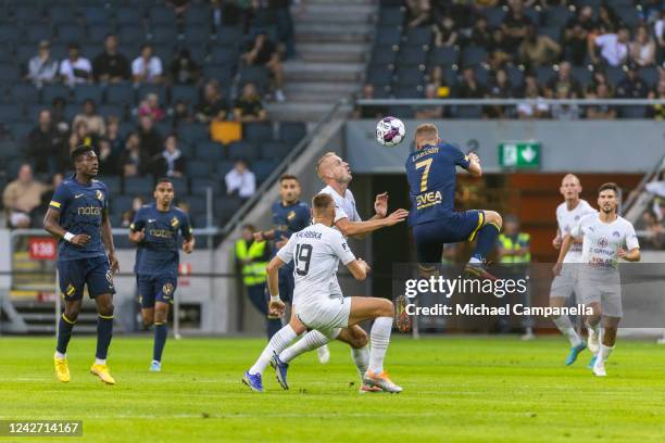 Sebastian Larsson of AIK during a UEFA Europa Conference League Second Leg Qualification match between AIK and 1.FC Slovácko at Friends arena on...