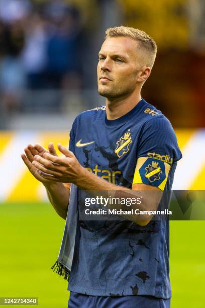 Sebastian Larsson of AIK during a UEFA Europa Conference League Second Leg Qualification match between AIK and 1.FC Slovácko at Friends arena on...