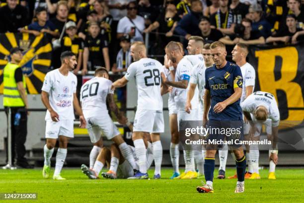 Sebastian Larsson of AIK dejected after 1.FC Slovacko scores the 1-0 goal during a UEFA Europa Conference League Second Leg Qualification match...