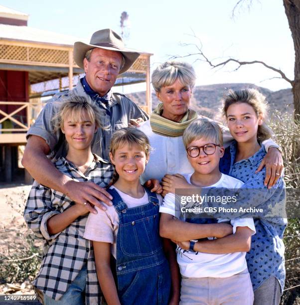 The Last Frontier. A CBS made-for-TV movie miniseries. A widowed woman faces challenges in the Australian outback with her children. Pictured left to...