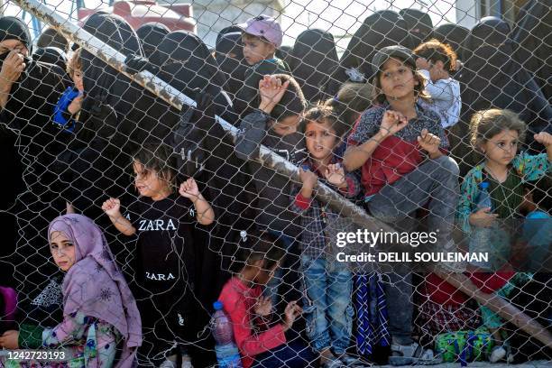 Picture shows the Kurdish-run al-Hol camp, which holds relatives of suspected Islamic State group fighters in the northeastern Hasakeh governorate,...