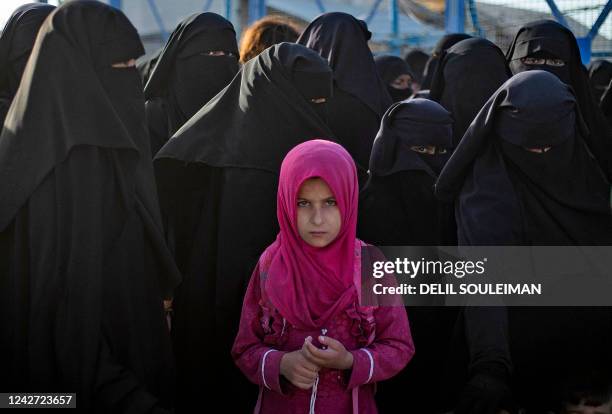 Picture shows the Kurdish-run al-Hol camp, which holds relatives of suspected Islamic State group fighters in the northeastern Hasakeh governorate,...