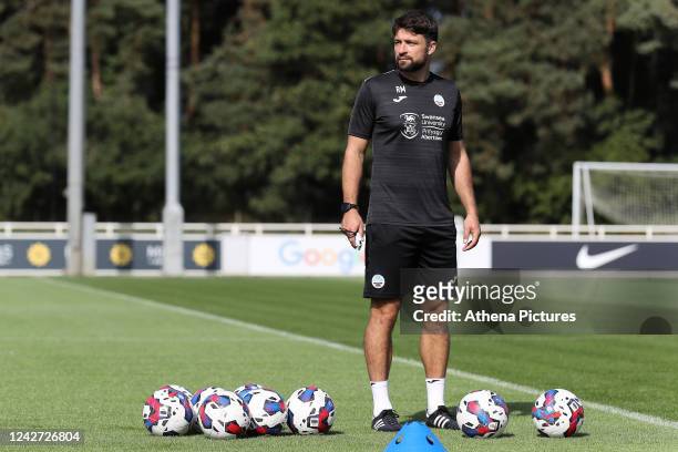 Swansea City manager Russell Martin in action during the Swansea City Training Session at St George's Park on August 26, 2022 in Burton, England.