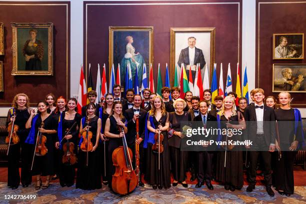 Princess Beatrix of The Netherlands attends the European Union Youth Orchestra concert at the Concertgebouw on August 26, 2022 in Amsterdam ,...