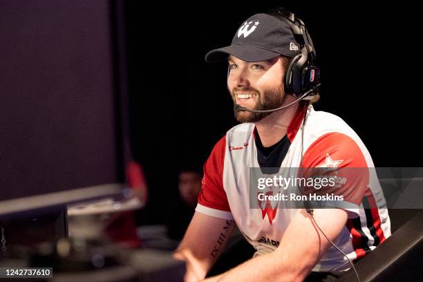 Dayfri of Wizards District Gaming smiles during the 2022 NBA 2K 5v5 Playoff Championship Conference Finals on August 26, 2022 at NBA 2K League Studio...