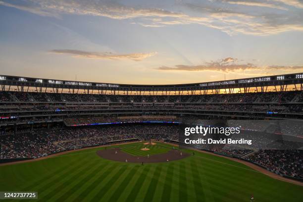 General view is seen of Target Field in the second inning of the game between the San Francisco Giants and Minnesota Twins at Target Field on August...