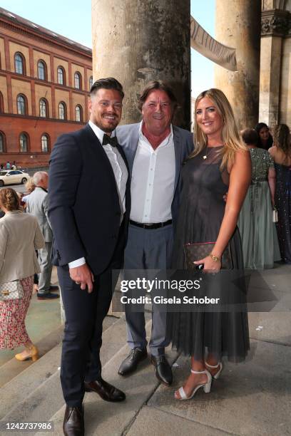 Julien Christopher Fuchsberger, grandson of Blacky Fuchsberger, son of Thomas Fuchsberger, and his wife Nathalie Fuchsberger and Georg Dingler attend...