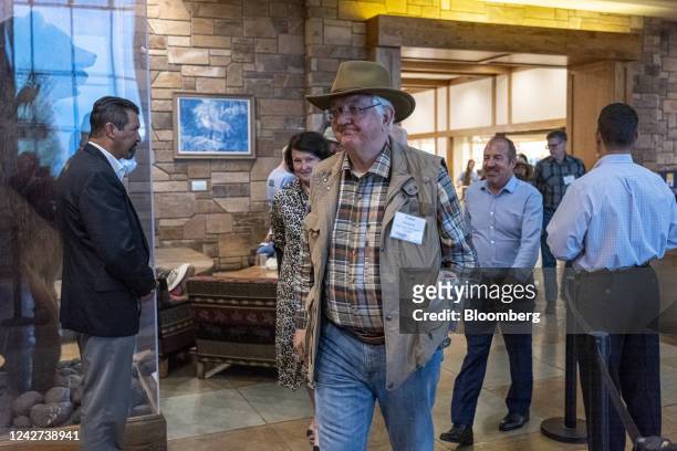 Robert Holzmann, governor of Austria's central bank, arrives for dinner at the Jackson Hole economic symposium in Moran, Wyoming, US, on Friday, Aug....