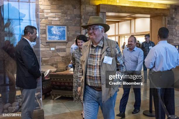 Robert Holzmann, governor of Austria's central bank, arrives for dinner at the Jackson Hole economic symposium in Moran, Wyoming, US, on Friday, Aug....