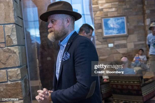 Asgeir Jonsson, governor of the Central Bank of Iceland, arrives for dinner at the Jackson Hole economic symposium in Moran, Wyoming, US, on Friday,...