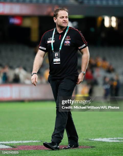 Josh Mahoney is seen during the 2022 S7 AFLW Round 01 match between the Essendon Bombers and the Hawthorn Hawks at Marvel Stadium on August 27, 2022...
