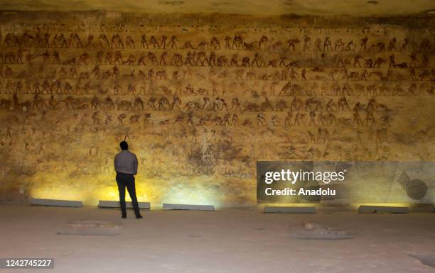 View of the Beni Hasan ancient Egyptian cemetery, which also has some Old Kingdom burials at the site, in Minya, Egypt on August 18, 2022. At this...