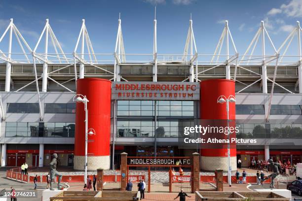 Exterior view of the stadium prior to the Sky Bet Championship match between Middlesbrough and Swansea City at Riverside Stadium on August 27, 2022...