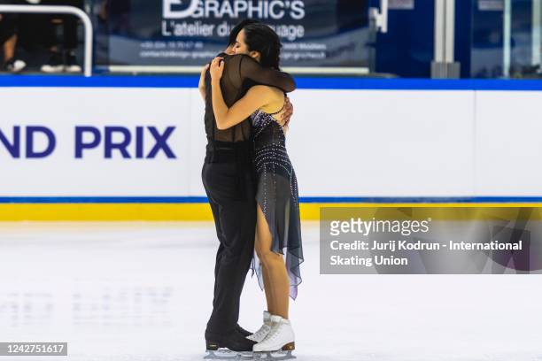 Celina Fradji and Jean-Hans Furneaux of France perform during the ISU Junior Grand Prix of Figure Skating at Patinoire du Forum on August 27, 2022 in...