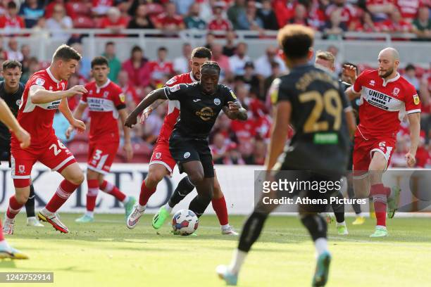 Michael Obafemi of Swansea City in action during the Sky Bet Championship match between Middlesbrough and Swansea City at Riverside Stadium on August...