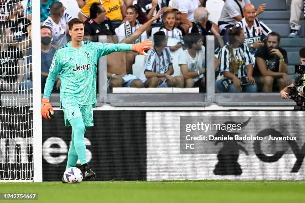 Wojciech Szczesny of Juventus during the Serie A match between Juventus and AS Roma at Allianz Stadium on August 27, 2022 in Turin, Italy.