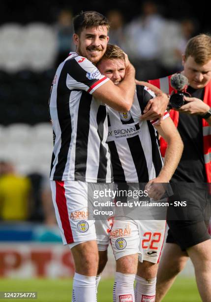 St Mirrens' Marcus Fraser and Declan Gallagher at full-time during a cinch Premiership match between St Mirren and Hibernian at the SMiSA Stadium, on...