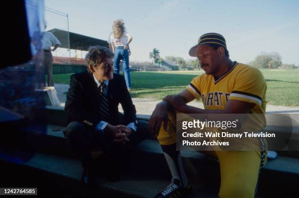 Los Angeles, CA Hal Holbrook, Willie Stargell appearing on the ABC tv series 'Omnibus'.